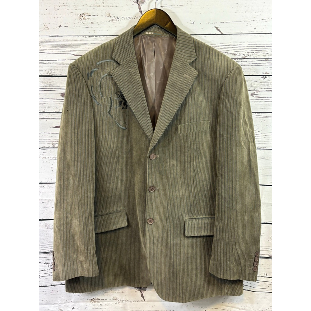 Men's Elite Eddie Domani Olive Green Corduroy Blazer 46R - Picture 2 of 14